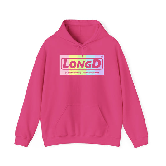 LongD® Logo Hoodie pastel spectrum negative text coloration