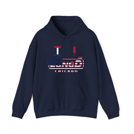 I firecracker LongD® positive flag Chicago logo hoodie