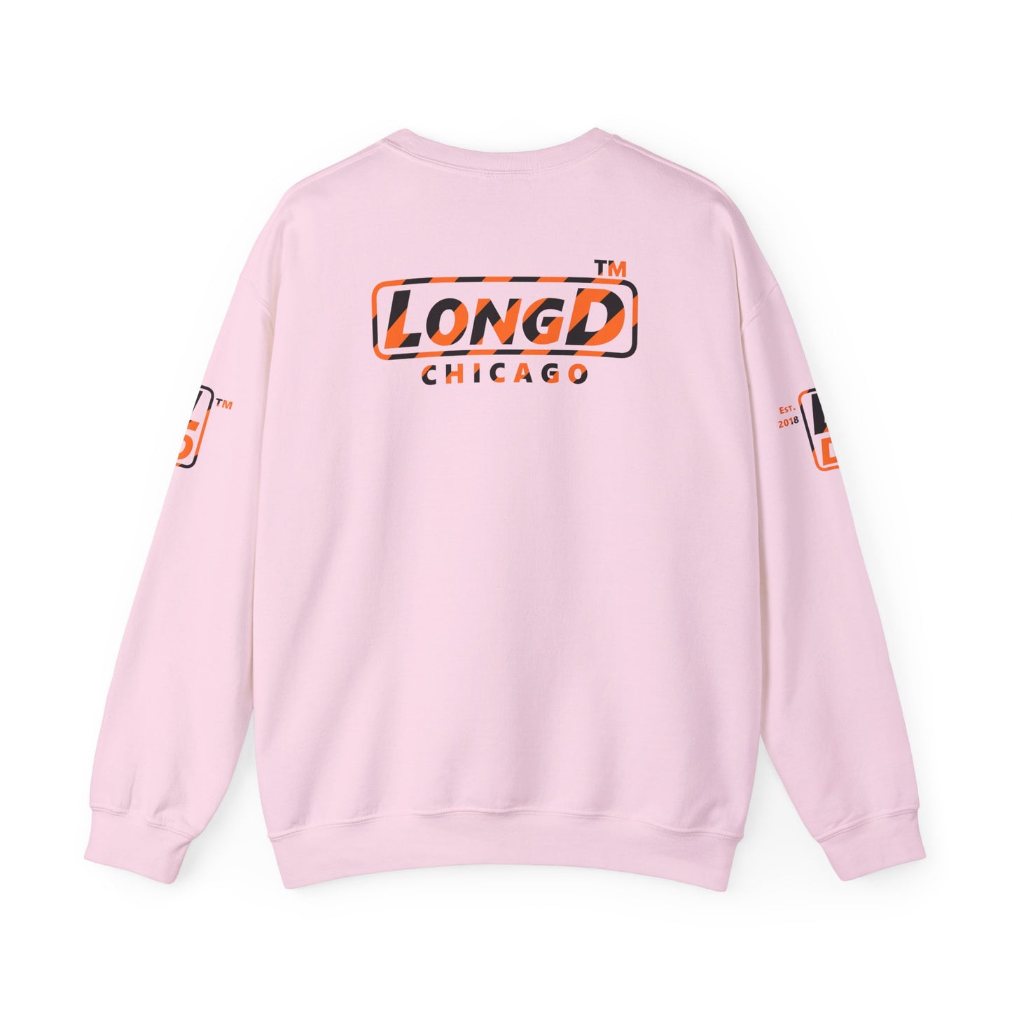 LongD Chicago positive 12-striped 4-print logo (Halloween colors) crewneck sweatshirt