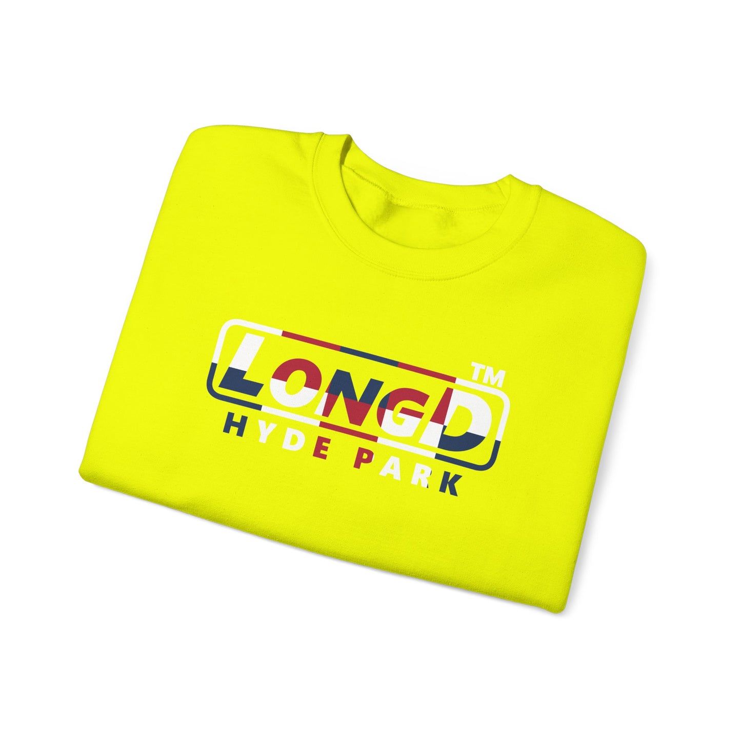 LongD positive 2x5 Hyde Park logo crewneck sweatshirt (patriotic colors)