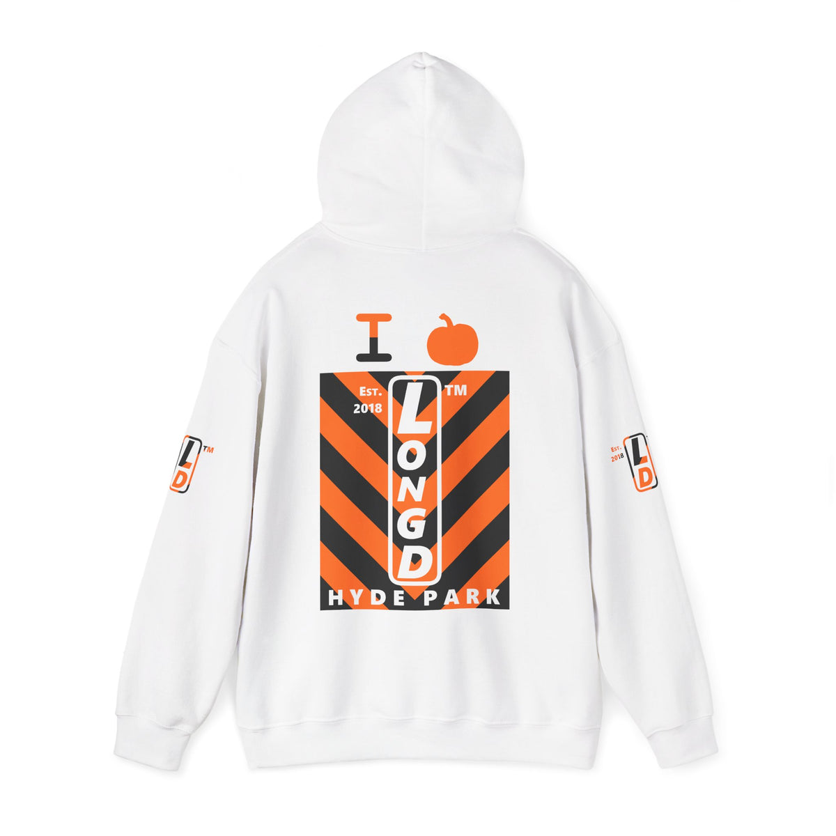 I pumpkin LongD Hyde Park negative upright downward chevron 4-print logo hoodie