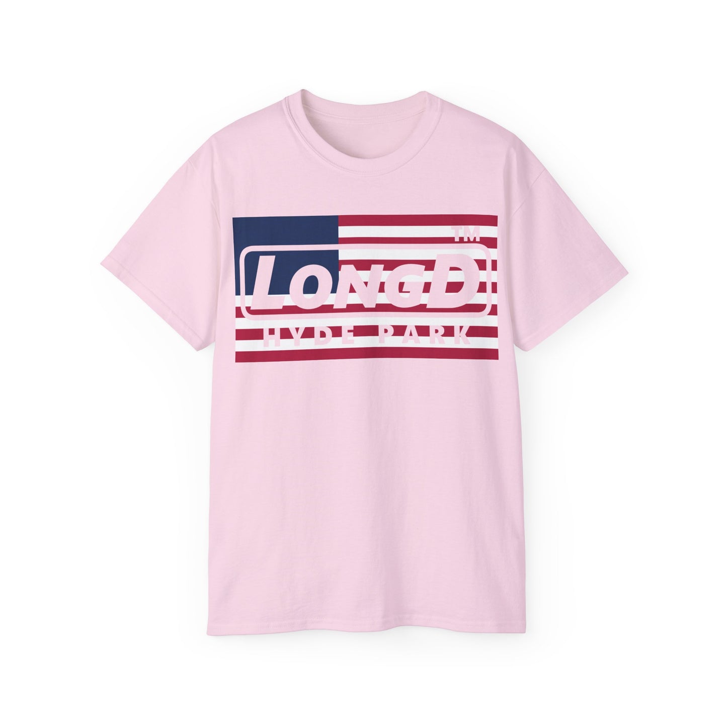 LongD negative flag Hyde Park logo cotton tee (patriotic colors)