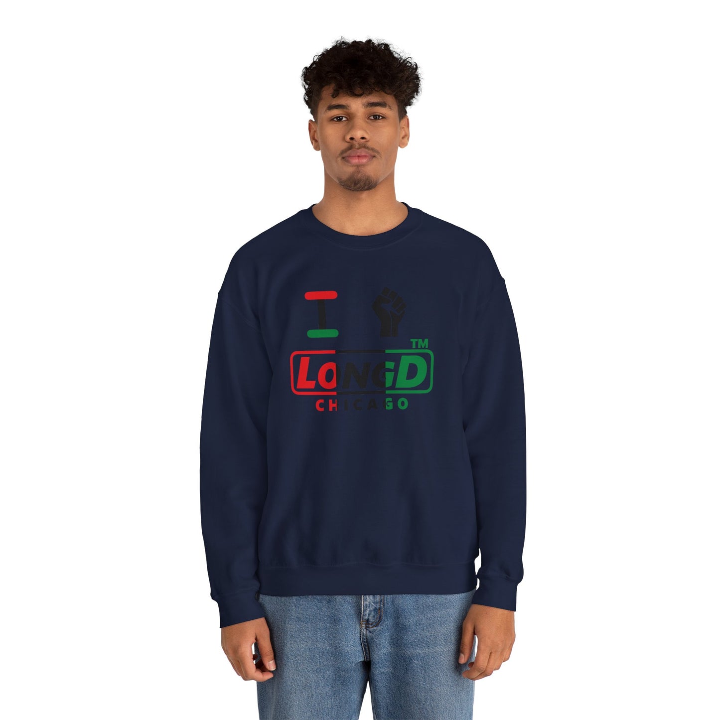 I fist LongD positive vertical 3-striped Chicago logo crewneck sweatshirt
