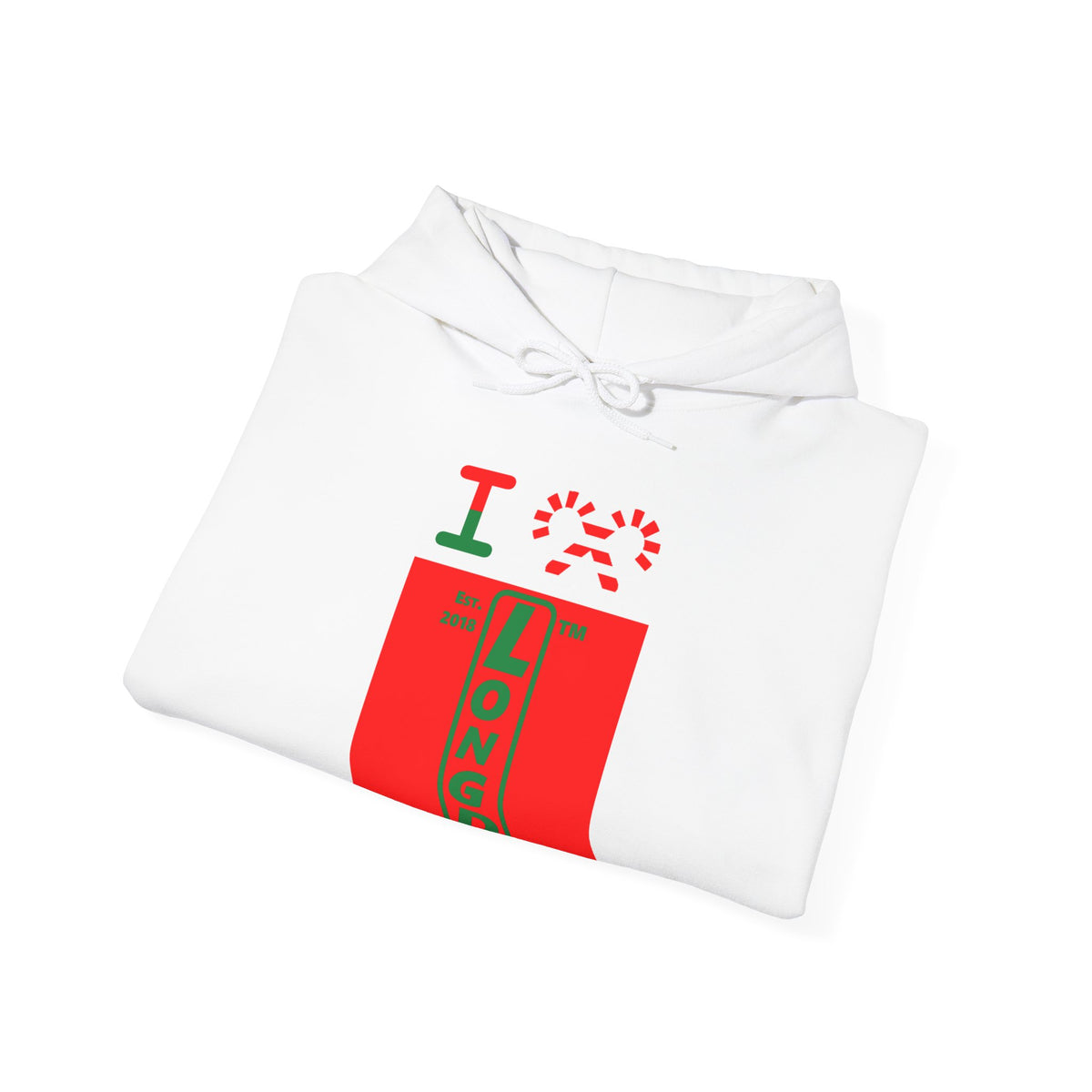 I candy cane LongD Chicago upright logo positive green on negative red hoodie