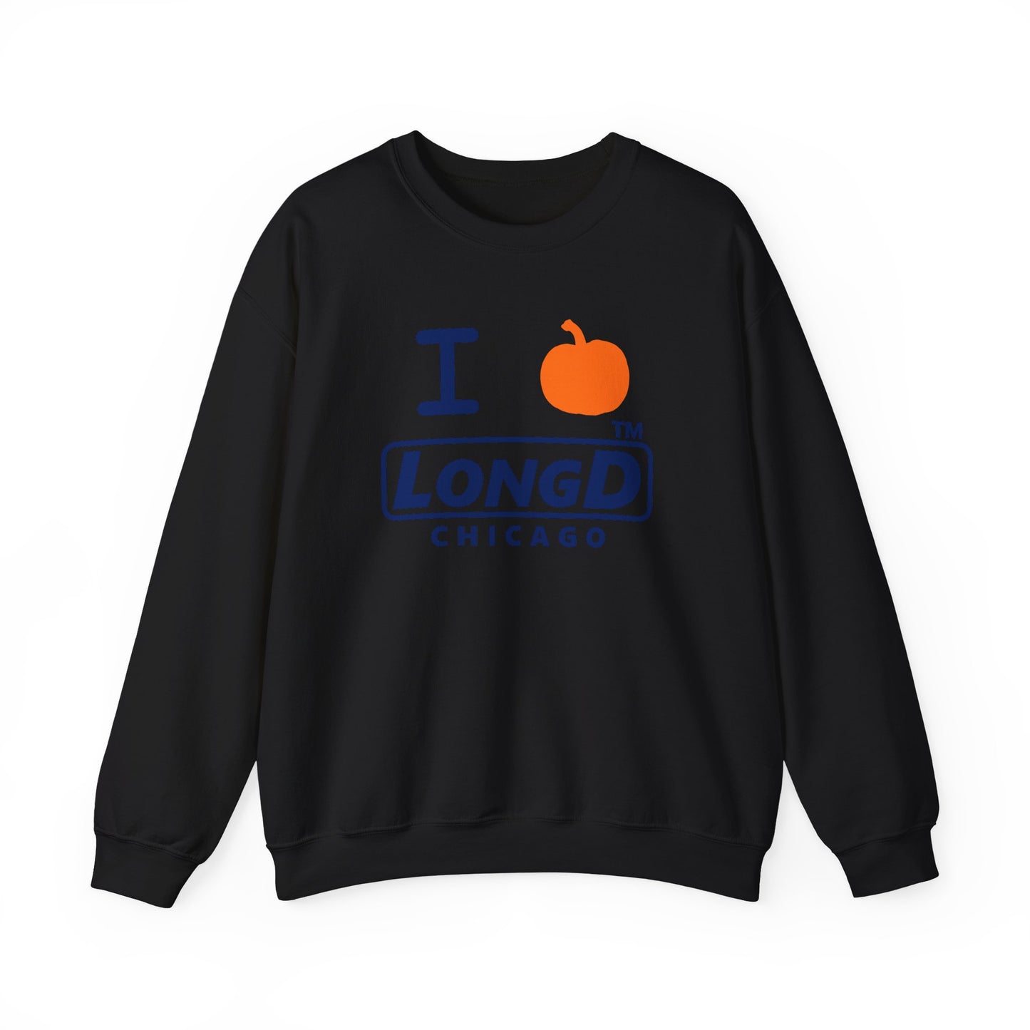 I pumpkin LongD Chicago positive basic Navy (002060) front-back logo crewneck sweatshirt