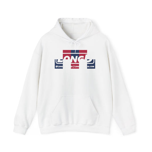 LongD® negative 2x5 tag-domain logo hoodie (patriotic colors)
