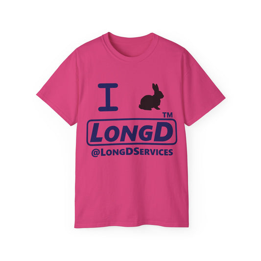 I Bunny LongD® Official Tag Logo black bunny Cotton Tee