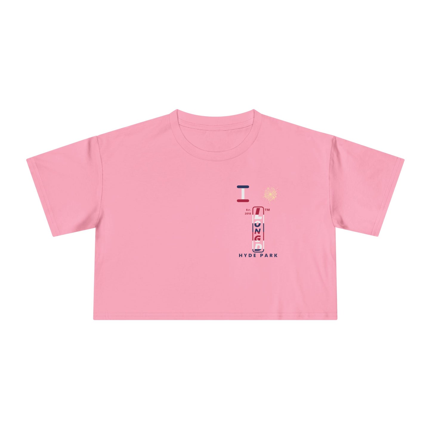 I burst LongD positive horizontal 6-striped upright single-breasted Hyde Park logo crop tee