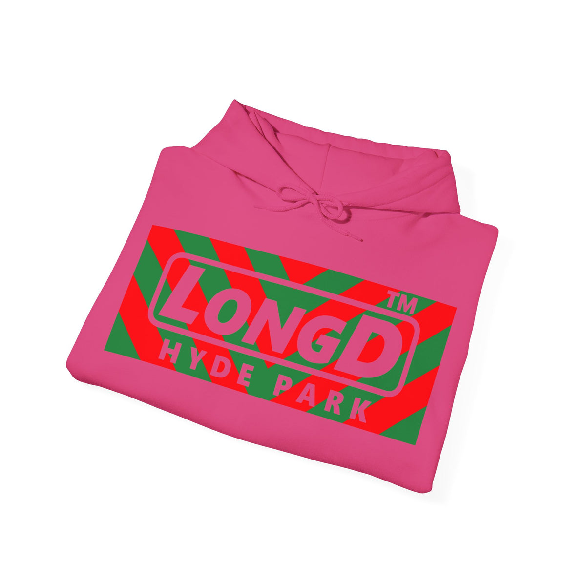 LongD Hyde Park negative downward chevron front-back logo (Xmas colors) hoodie