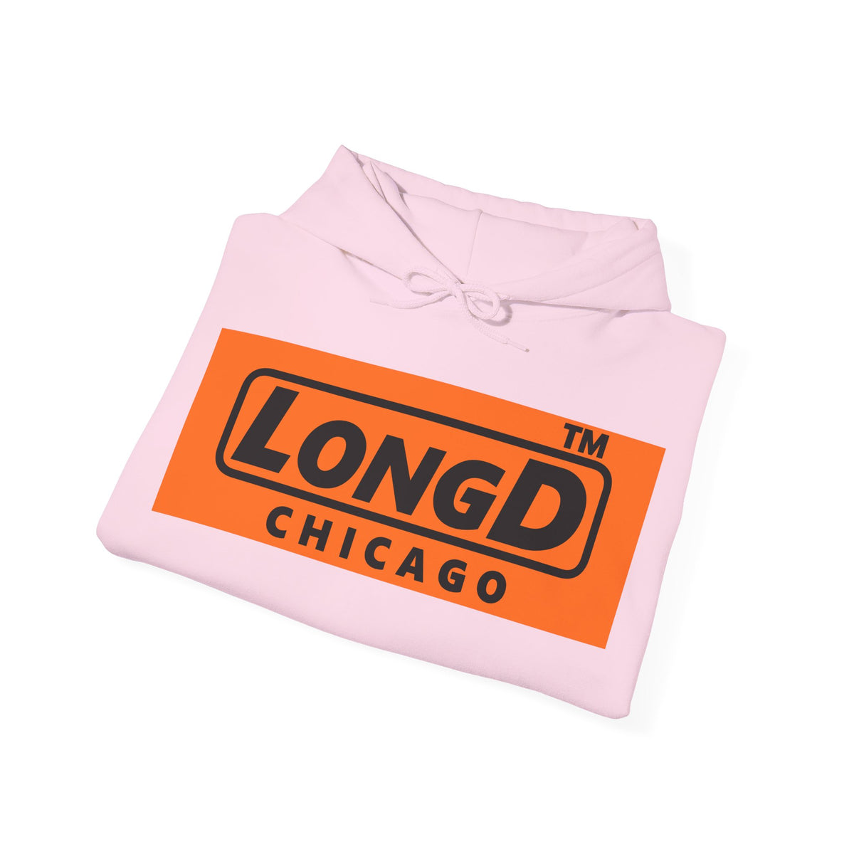 LongD Chicago logo Black (000000) on orange (FE7518) (Halloween colors) hoodie