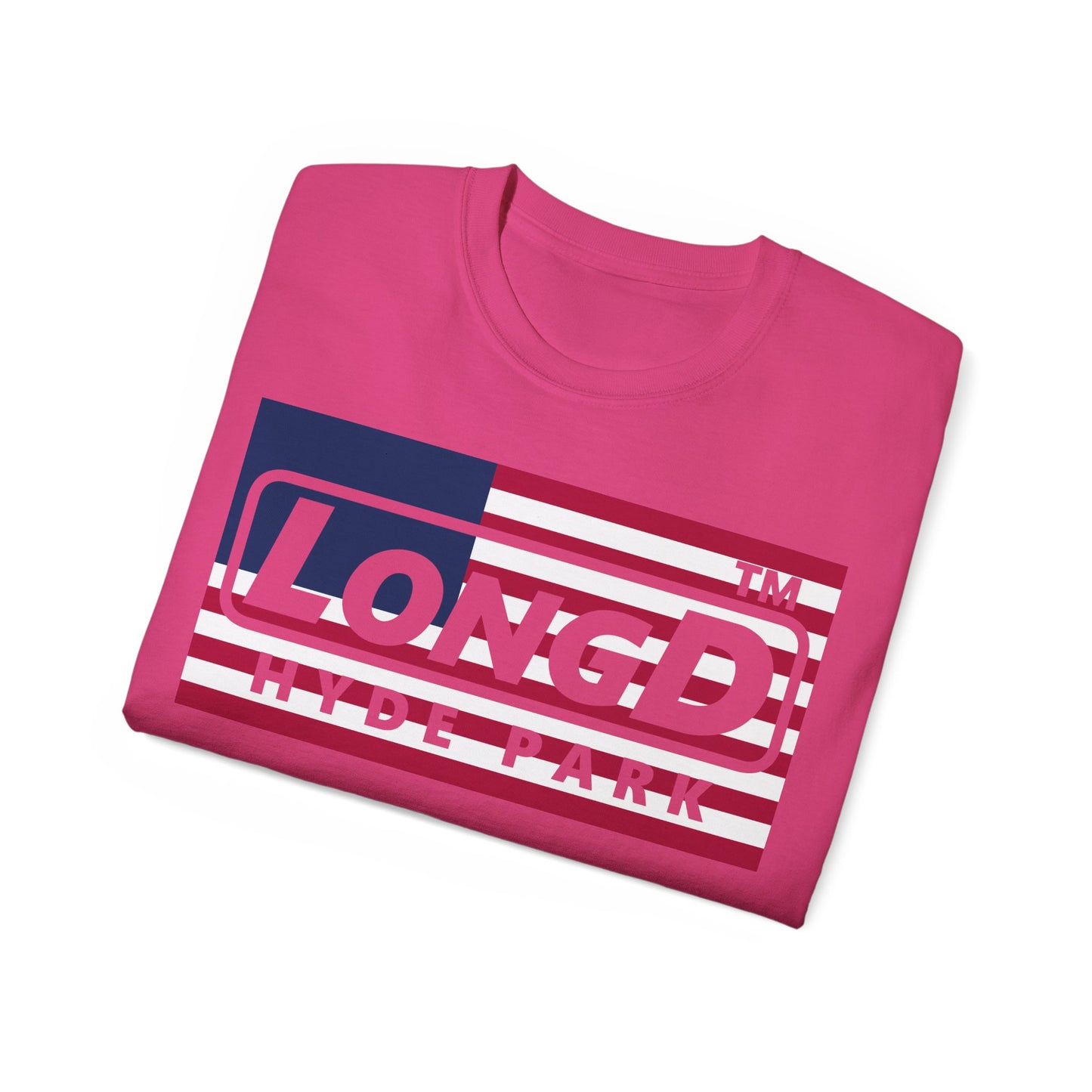 LongD negative flag 4-print Hyde Park logo cotton tee (patriotic colors)