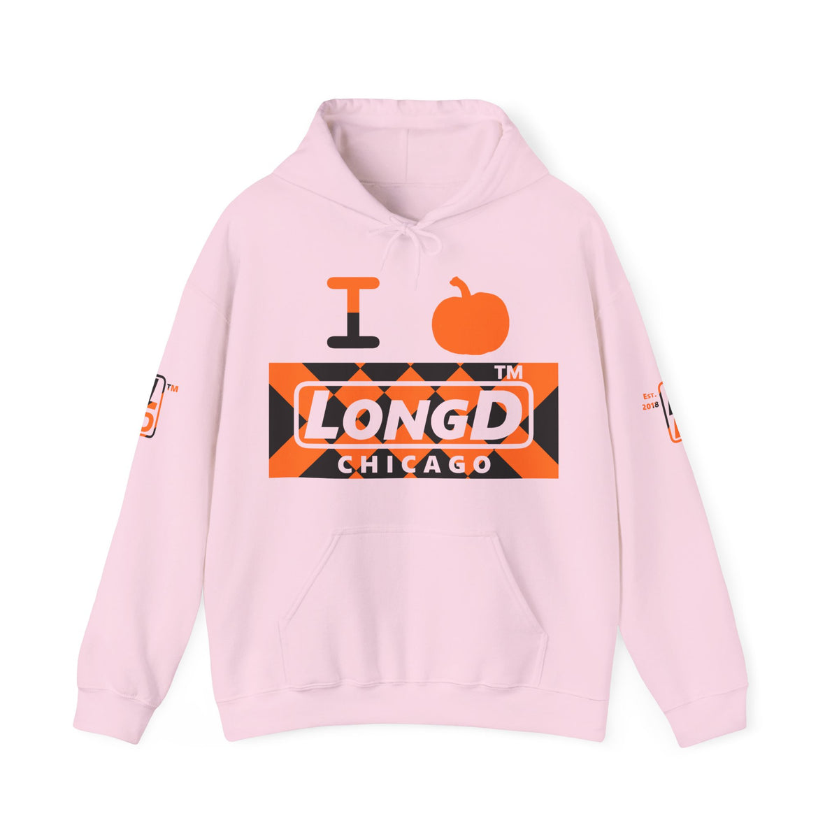 I pumpkin LongD Chicago negative stylized argyle 4-print logo hoodie