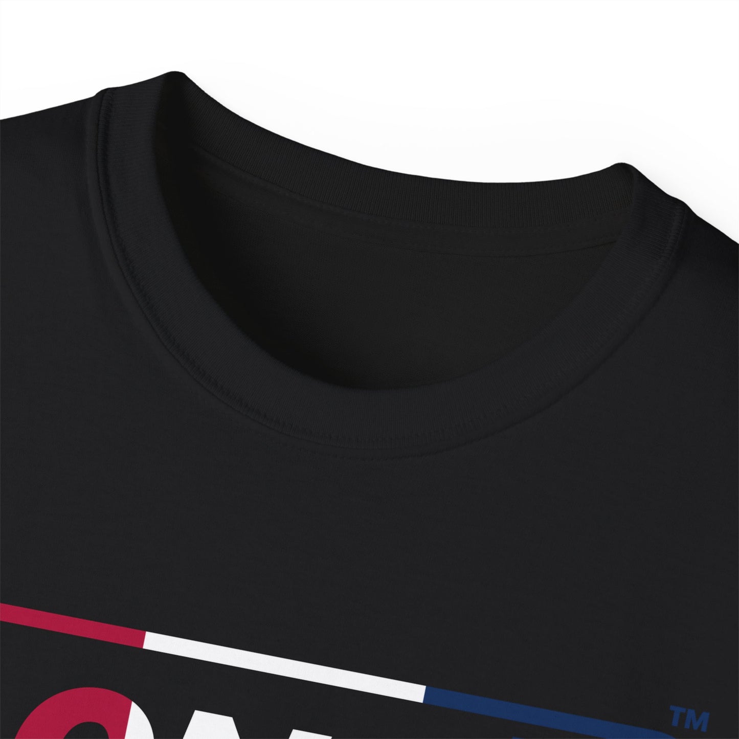LongD® Logo Cotton Tee Red, White and Blue positive top negative bottom thirds text
