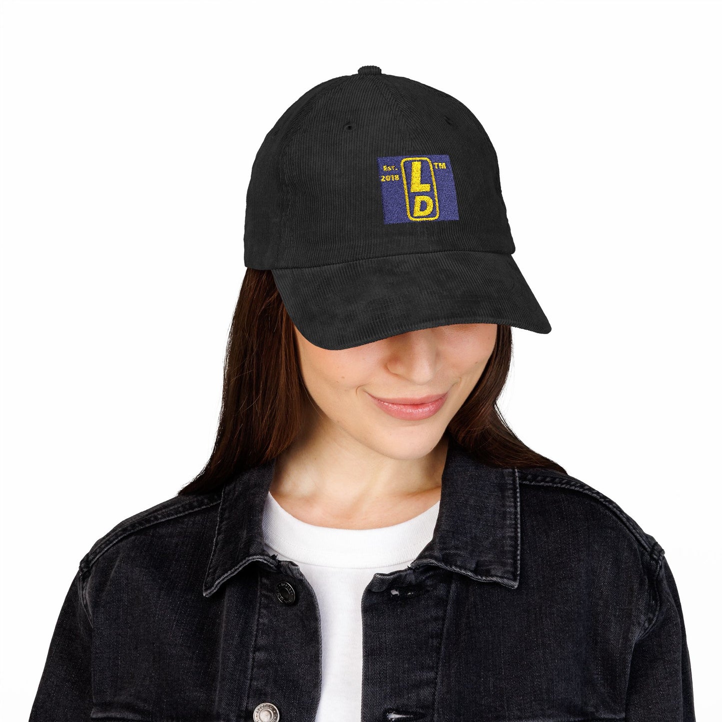 Embroidered Corduroy Cap reverse logo upright initials