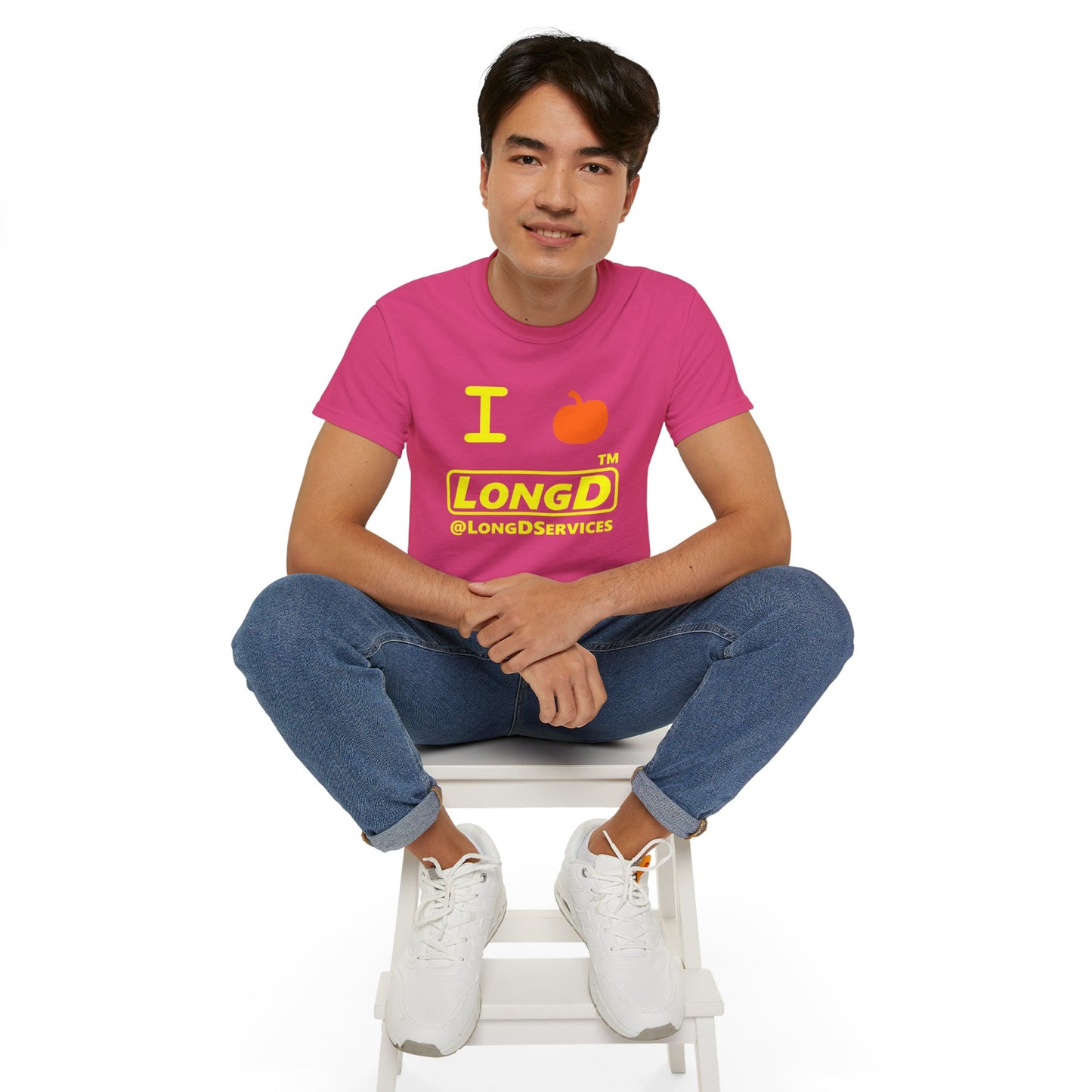 I Pumpkin LongD® Logo Cotton Tee positive yellow basic tag logo