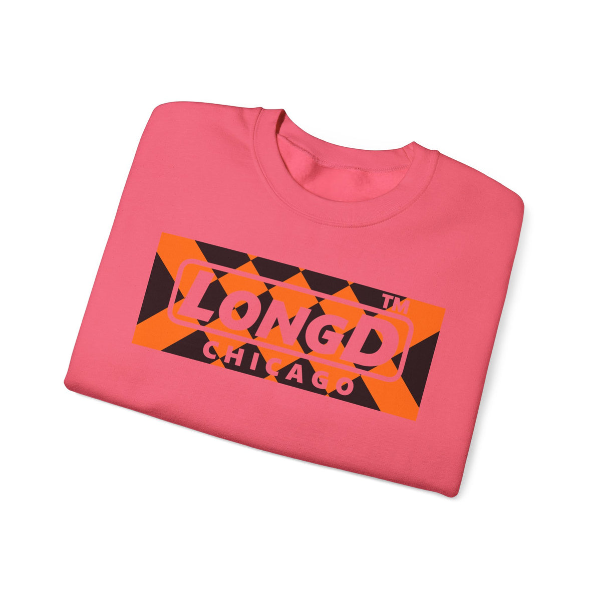LongD Chicago negative stylized argyle logo (Halloween colors) crewneck sweatshirt
