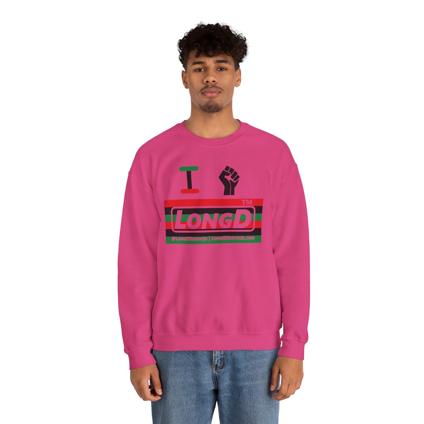 I fist LongD negative horizontal 6-striped tag-domain logo crewneck sweatshirt