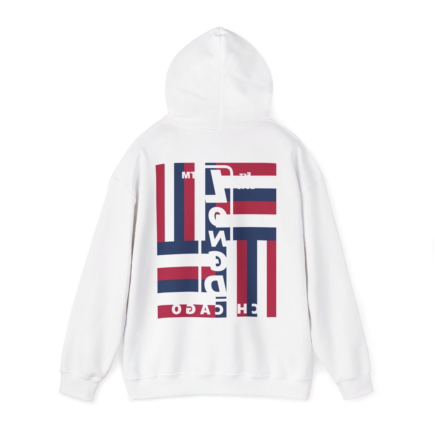 LongD single-breasted negative windmill front-back Chicago upright logo hoodie (Patriotic colors)