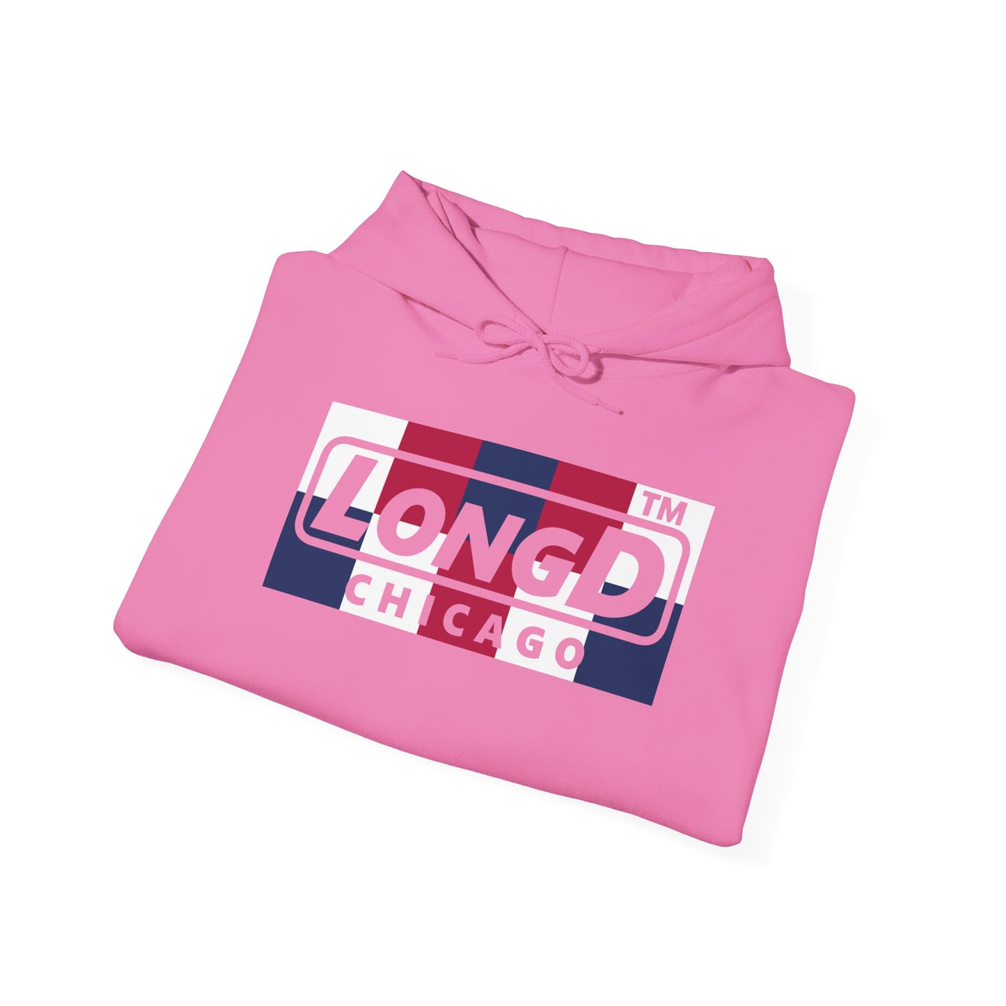 LongD® negative 2x5 Chicago logo hoodie (patriotic colors)