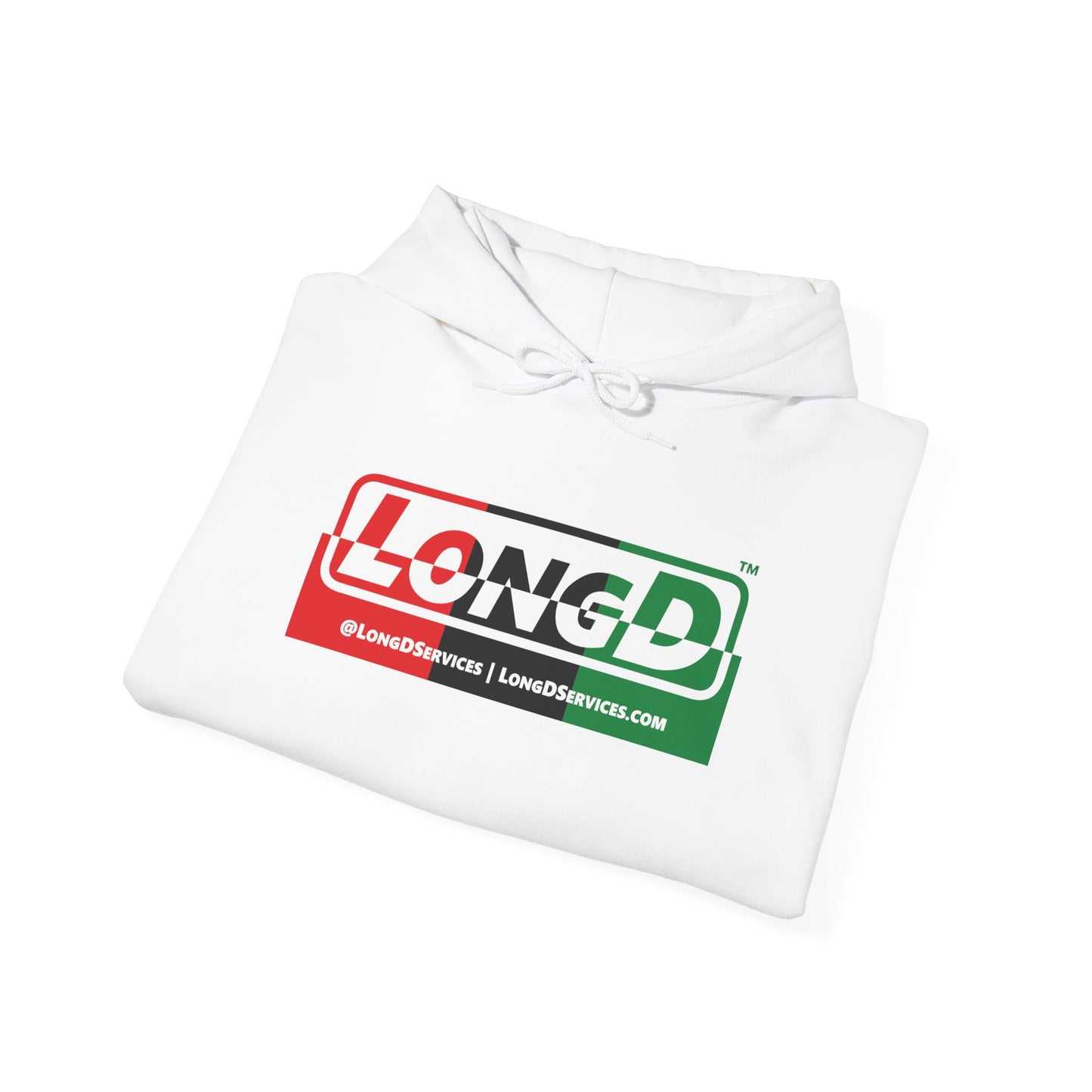LongD® Logo Hoodie with Juneteenth positive top negative bottom text