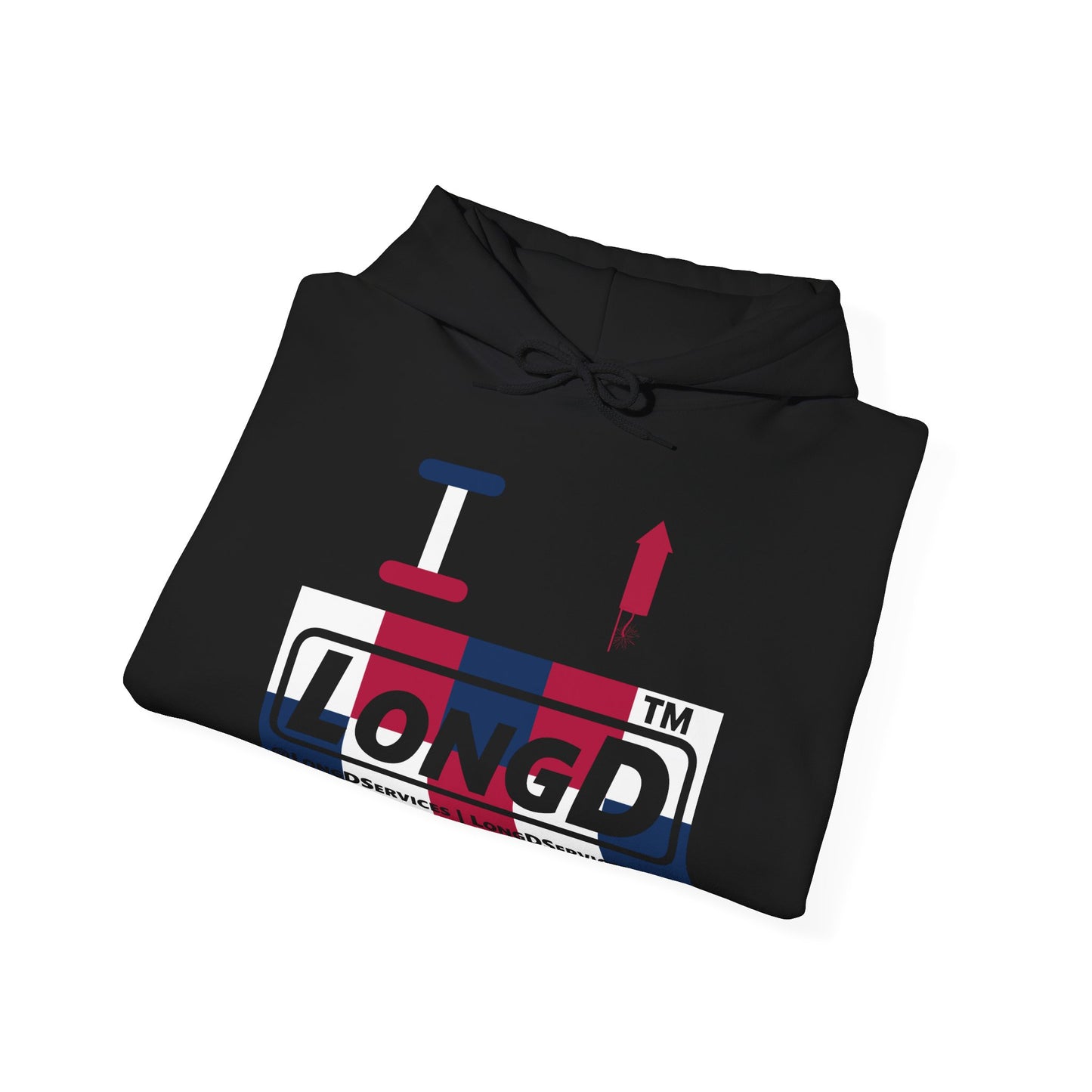 I firecracker LongD® negative 2x5 tag-domain logo hoodie