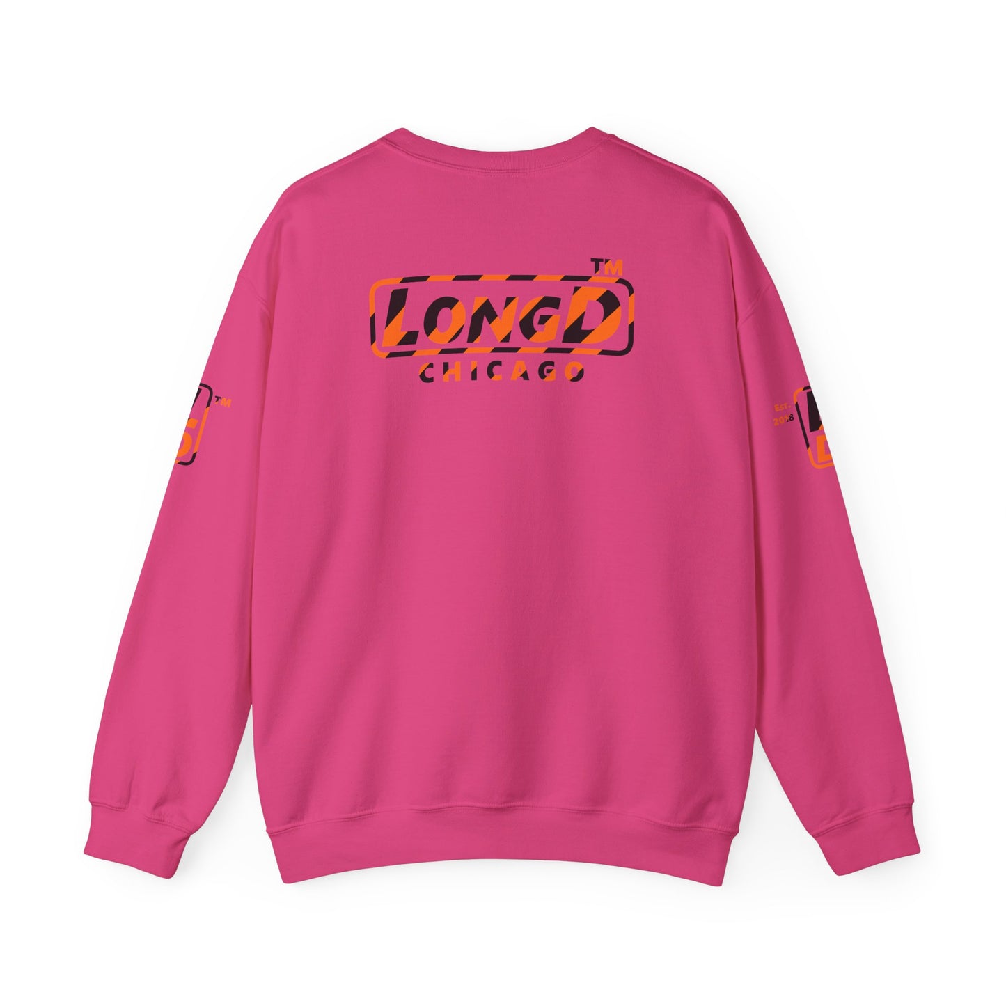 LongD Chicago positive 12-striped 4-print logo (Halloween colors) crewneck sweatshirt