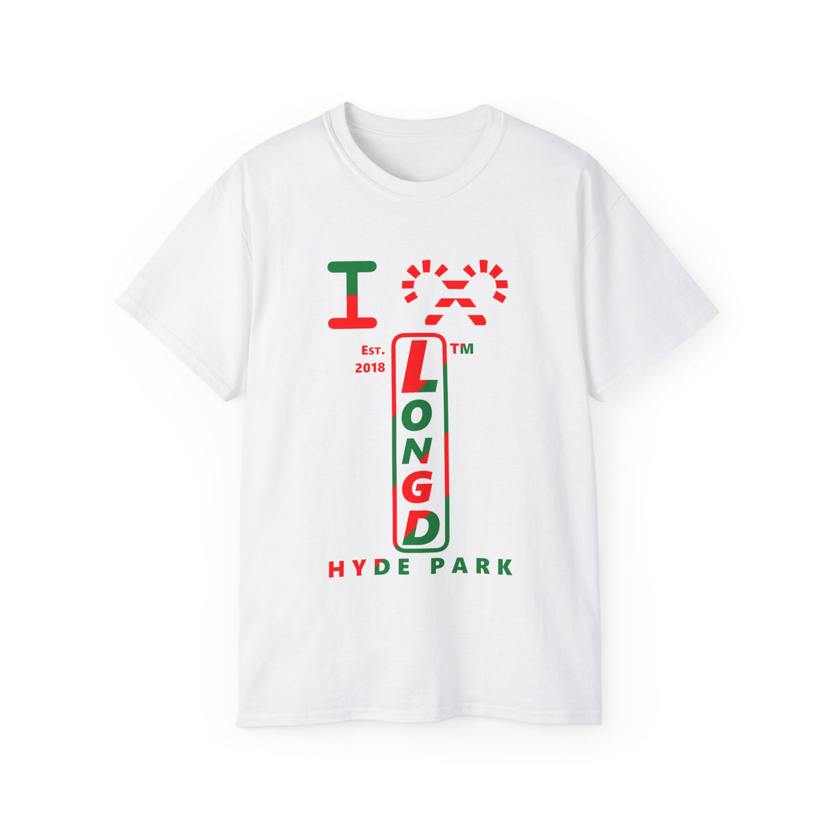 I candy cane LongD Hyde Park positive upright pixel-weighted 4-striped logo cotton tee
