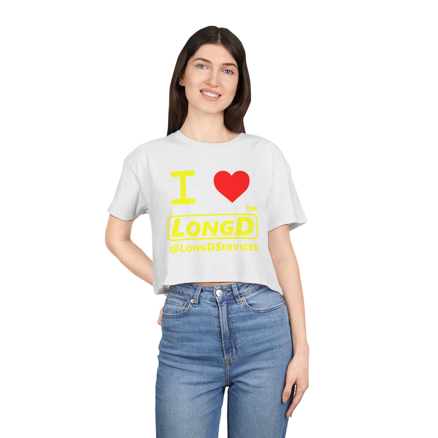 I Luv LongD Logo (Tag only positive alternate) Women's Crop Tee