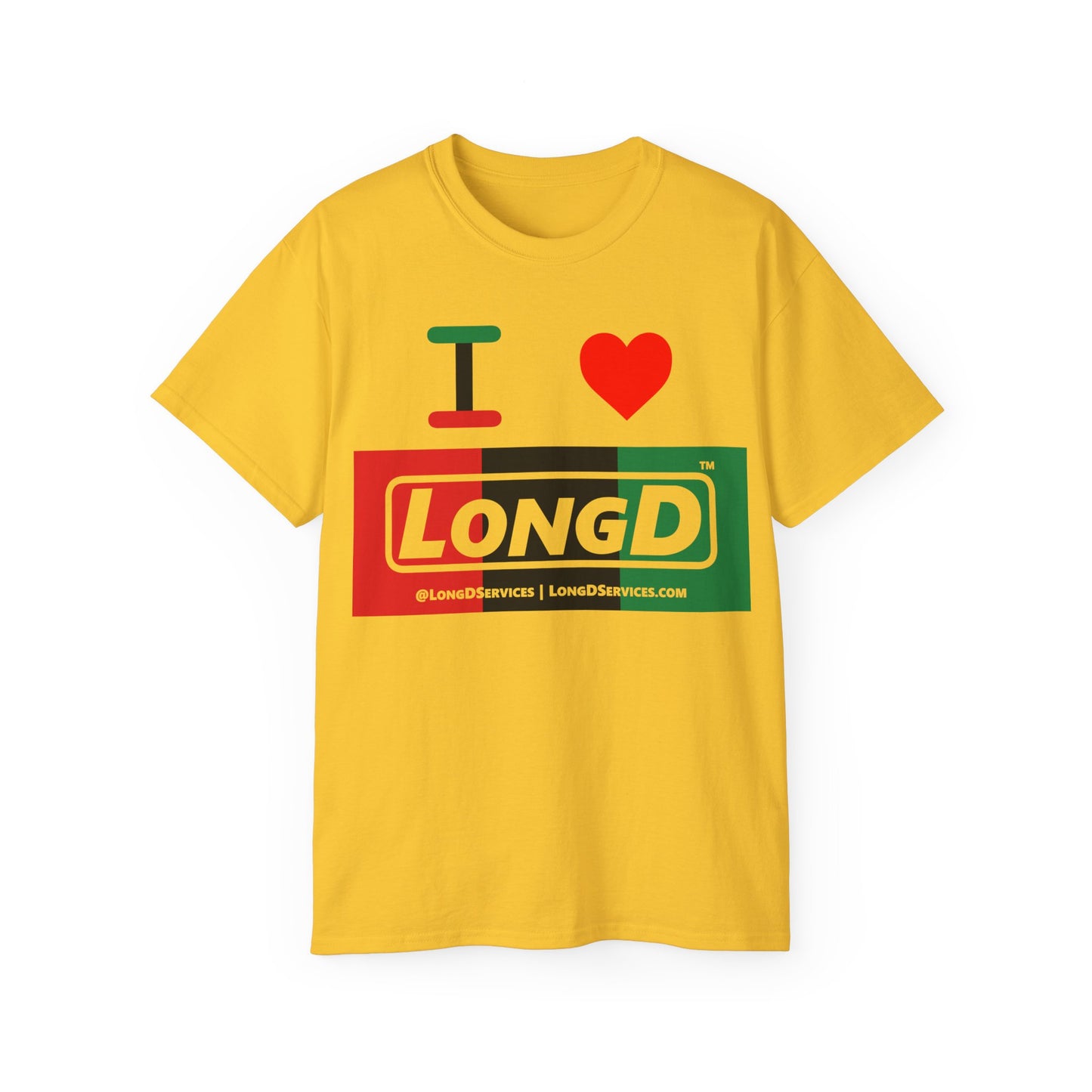I Luv LongD® Logo Cotton Tee Juneteenth negative thirds text