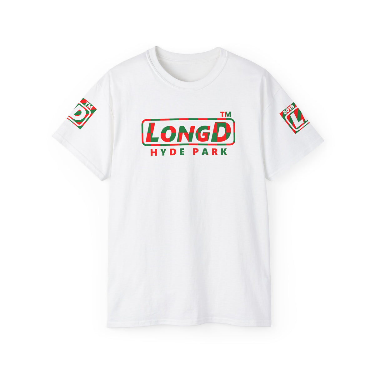 LongD Hyde Park positive checkered 4-print logo (Xmas colors) cotton tee