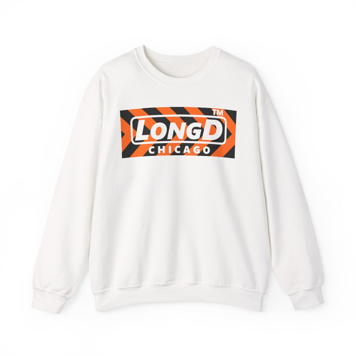 LongD Chicago negative forward chevron logo (Halloween colors) crewneck sweatshirt