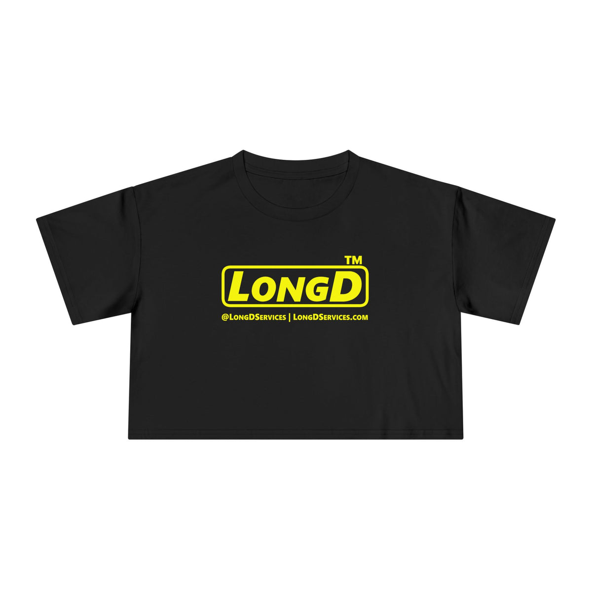 LongD Tag-domain positive alternate basic Yellow (FFFF00) logo crop tee