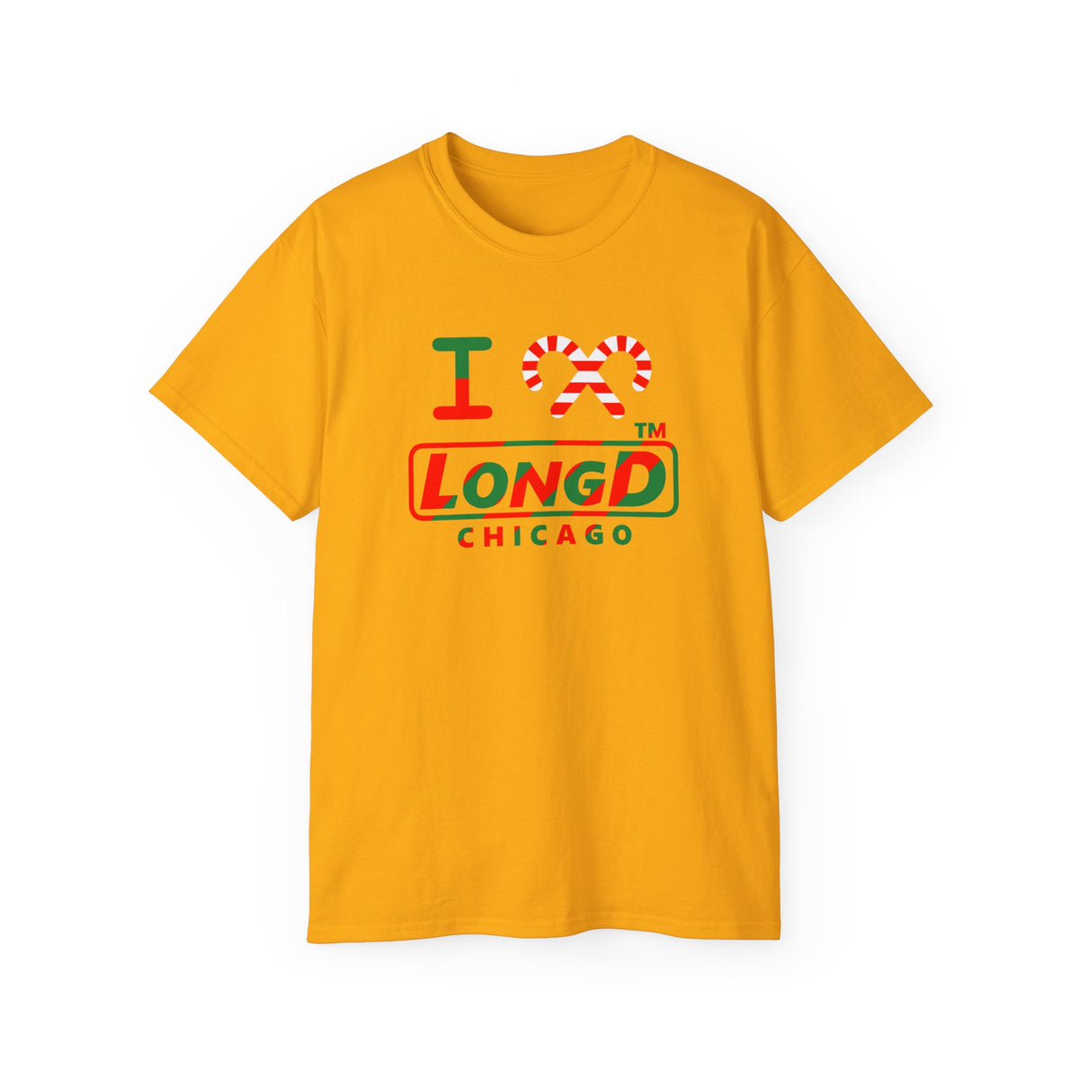 I candy cane LongD Chicago positive pixel-weighted 6-striped logo cotton tee