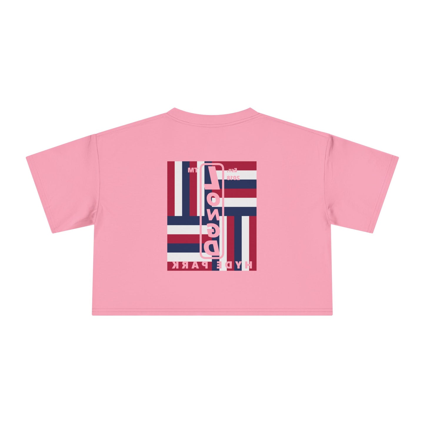 I burst LongD negative windmill upright front-reversed back Hyde Park logo crop tee