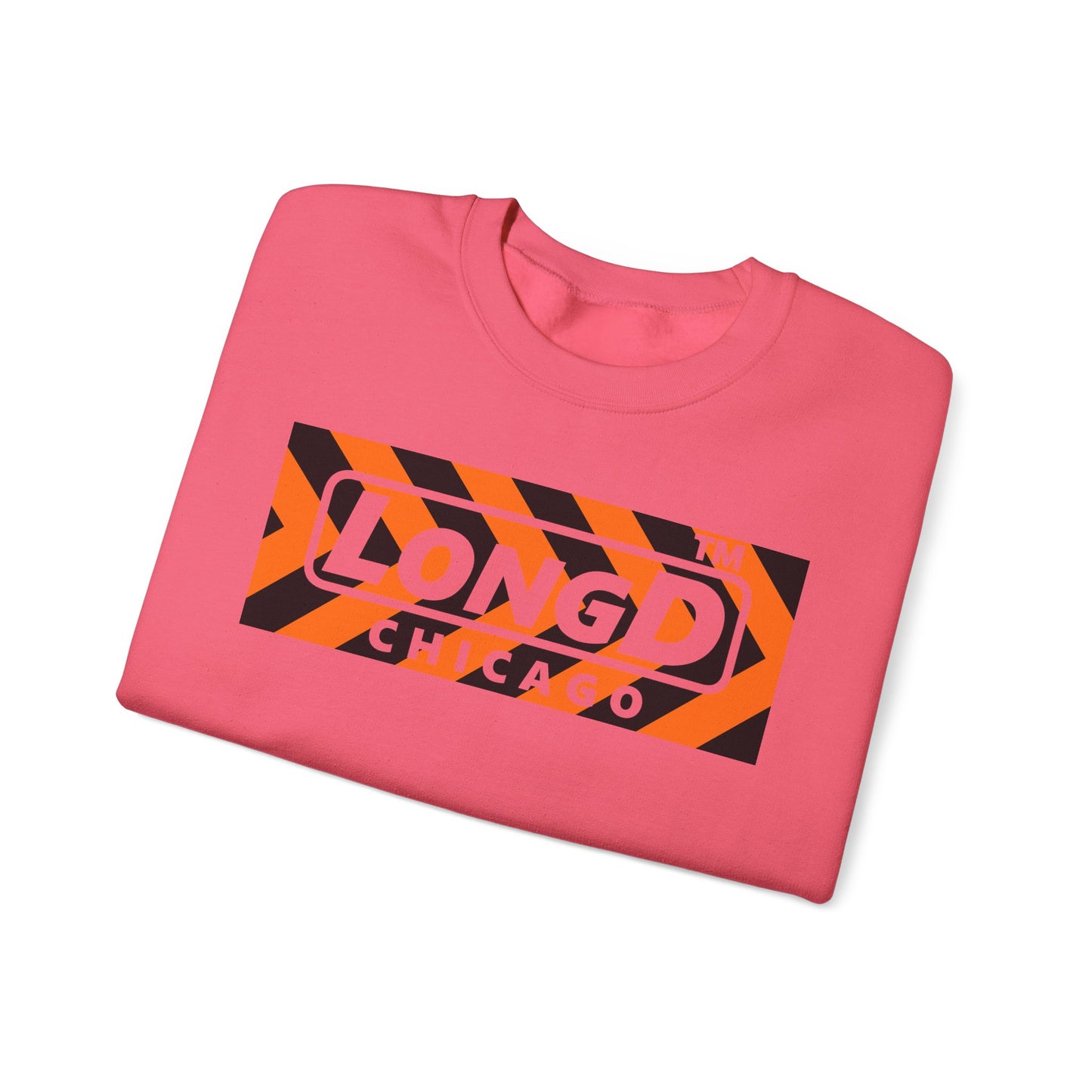 LongD Chicago negative forward chevron logo (Halloween colors) crewneck sweatshirt