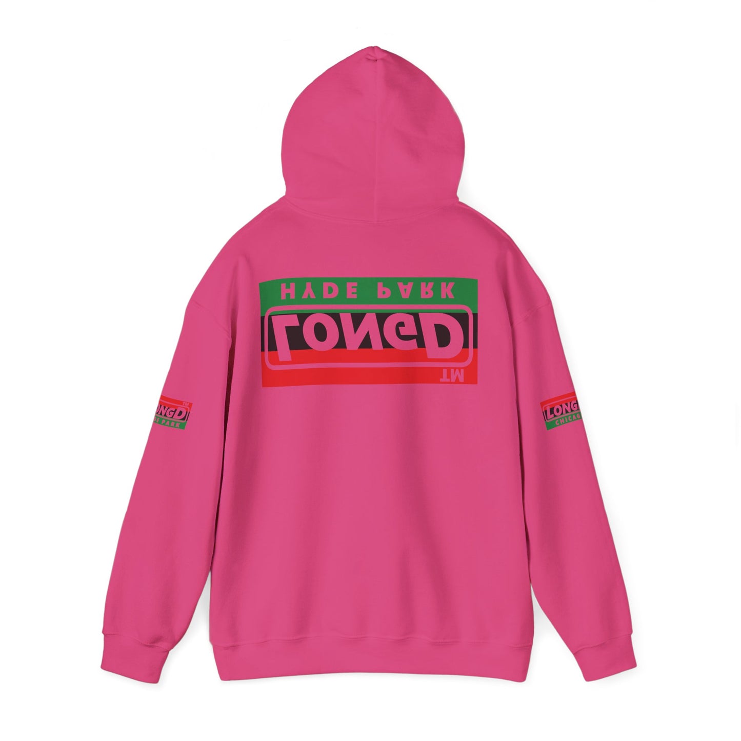 LongD® basic official Hyde Park 4-print flipped-back logo Hoodie (Juneteenth colors)