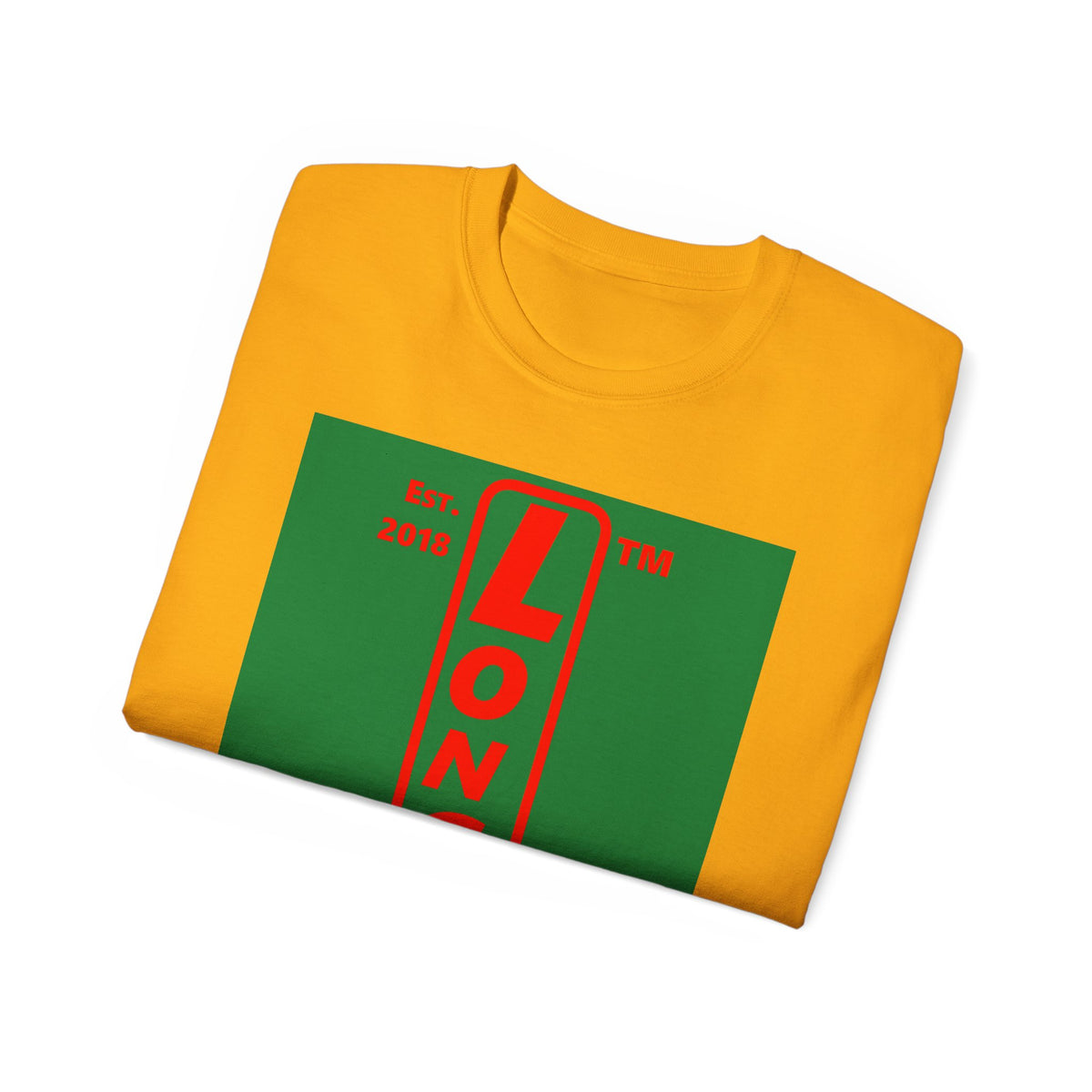 LongD Hyde Park upright logo positive red on negative green (Xmas colors) cotton tee
