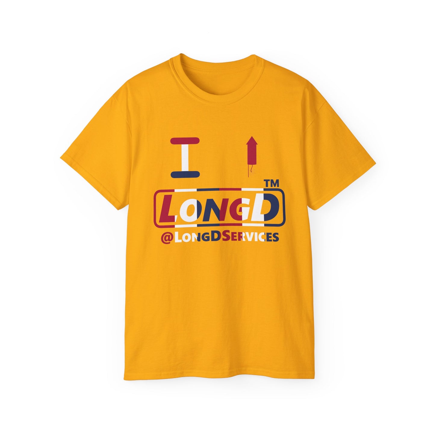 I firecracker LongD positive vertical 6-striped tag logo cotton tee
