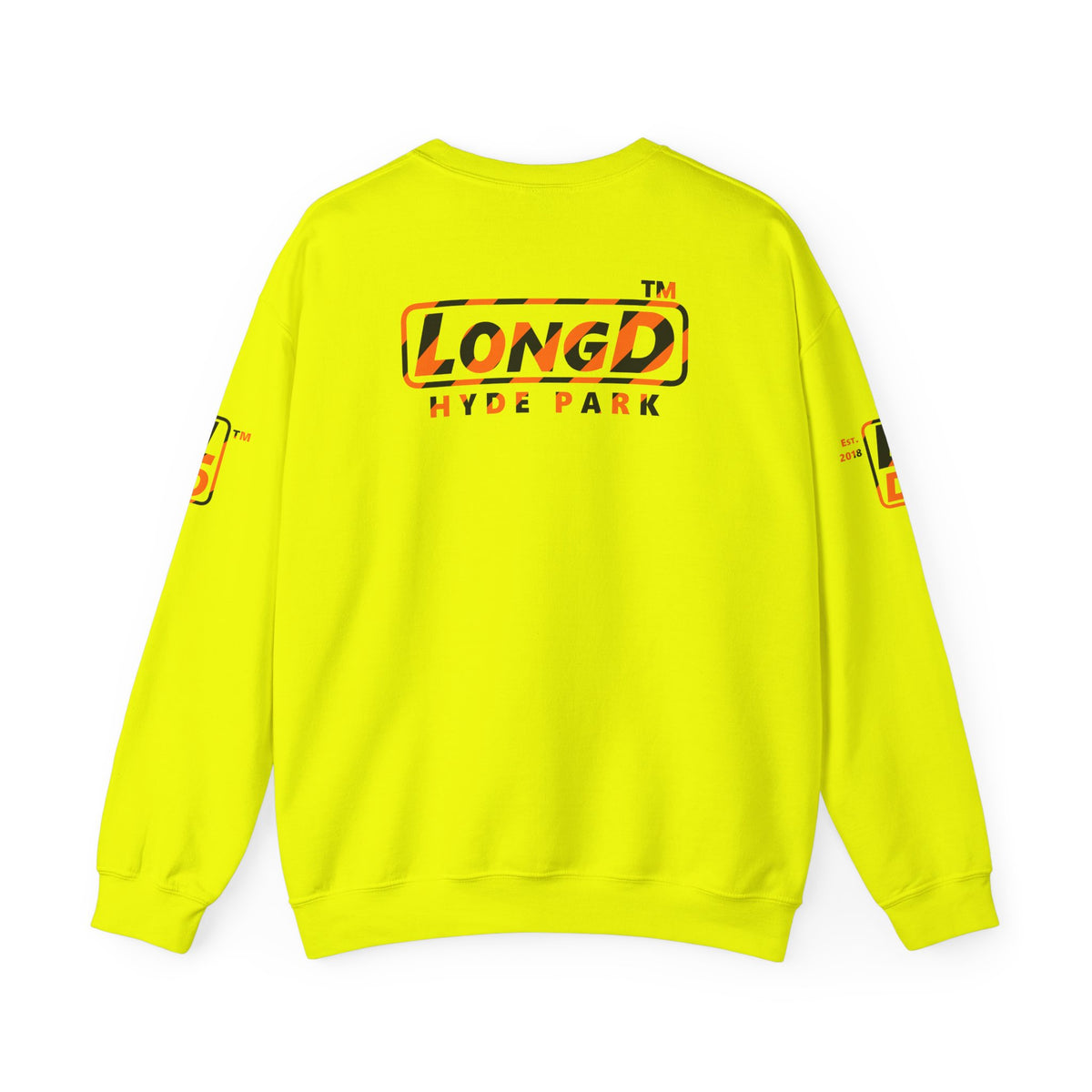 LongD Hyde Park positive 12-striped 4-print logo (Halloween colors) crewneck sweatshirt