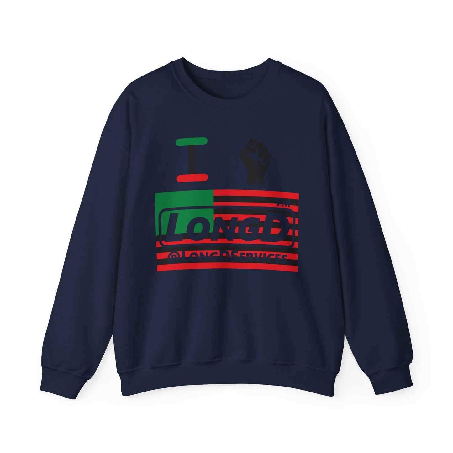 I fist LongD negative flag front-back tag logo crewneck sweatshirt