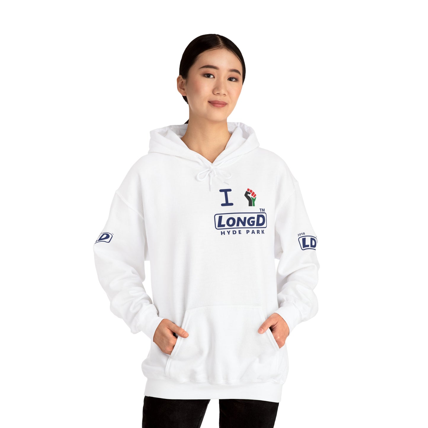 I fist LongD® basic official 4-print single-breasted Hyde Park logo Hoodie (Juneteenth colors)