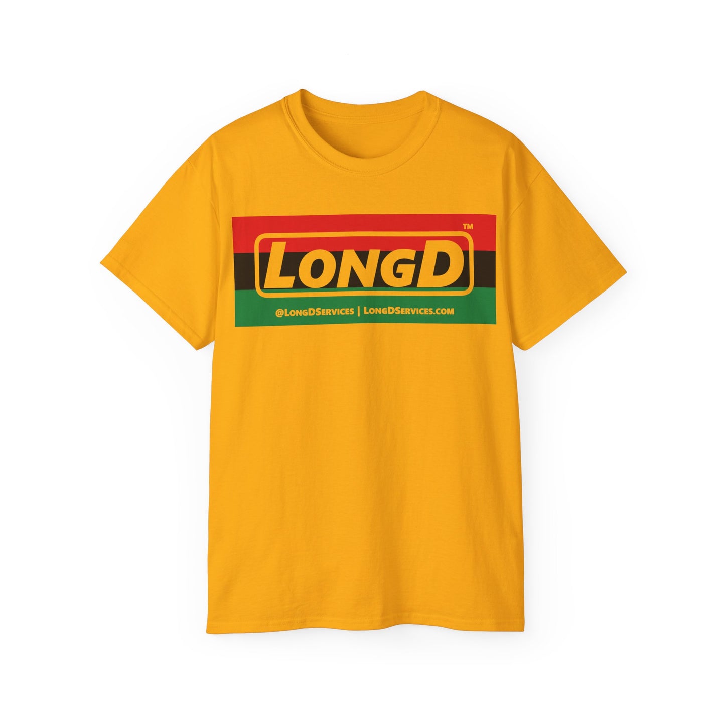 LongD® Logo Cotton Tee Juneteenth negative striped text