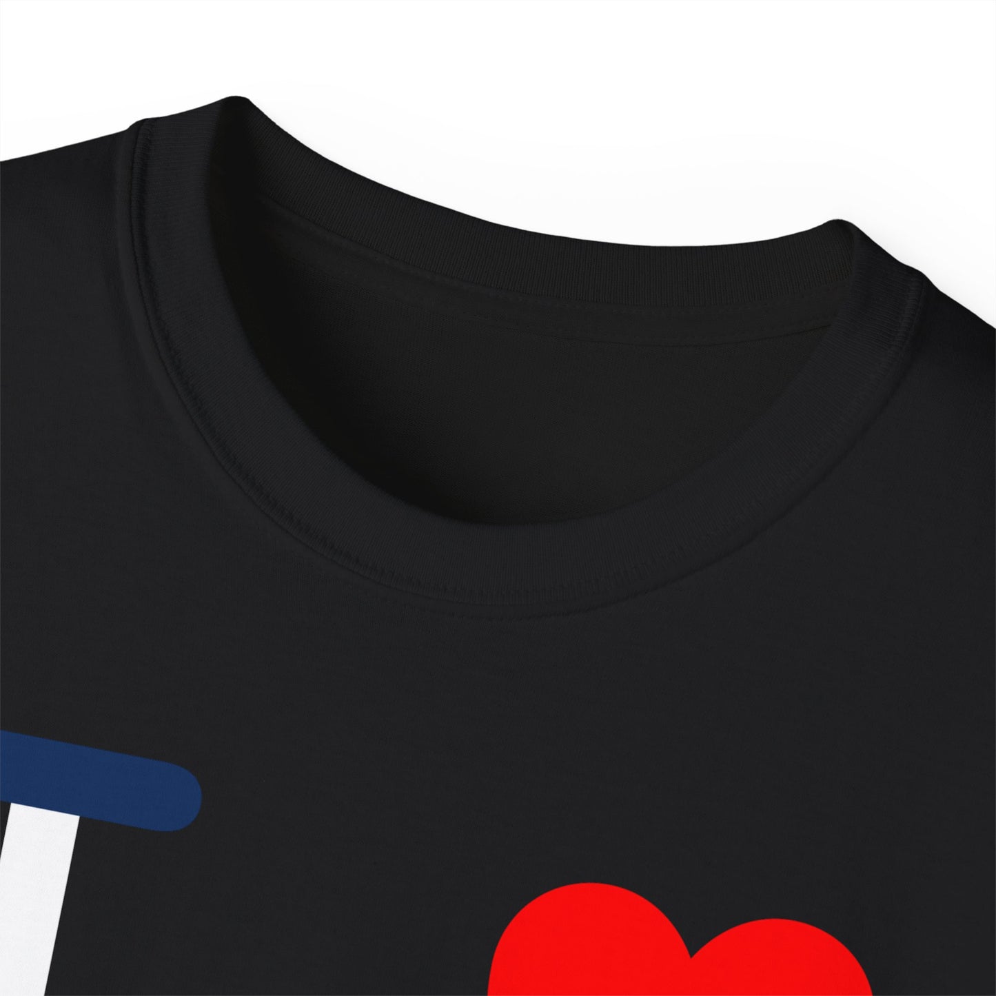 I Luv LongD® Logo Cotton Tee Red, White and Blue positive flag