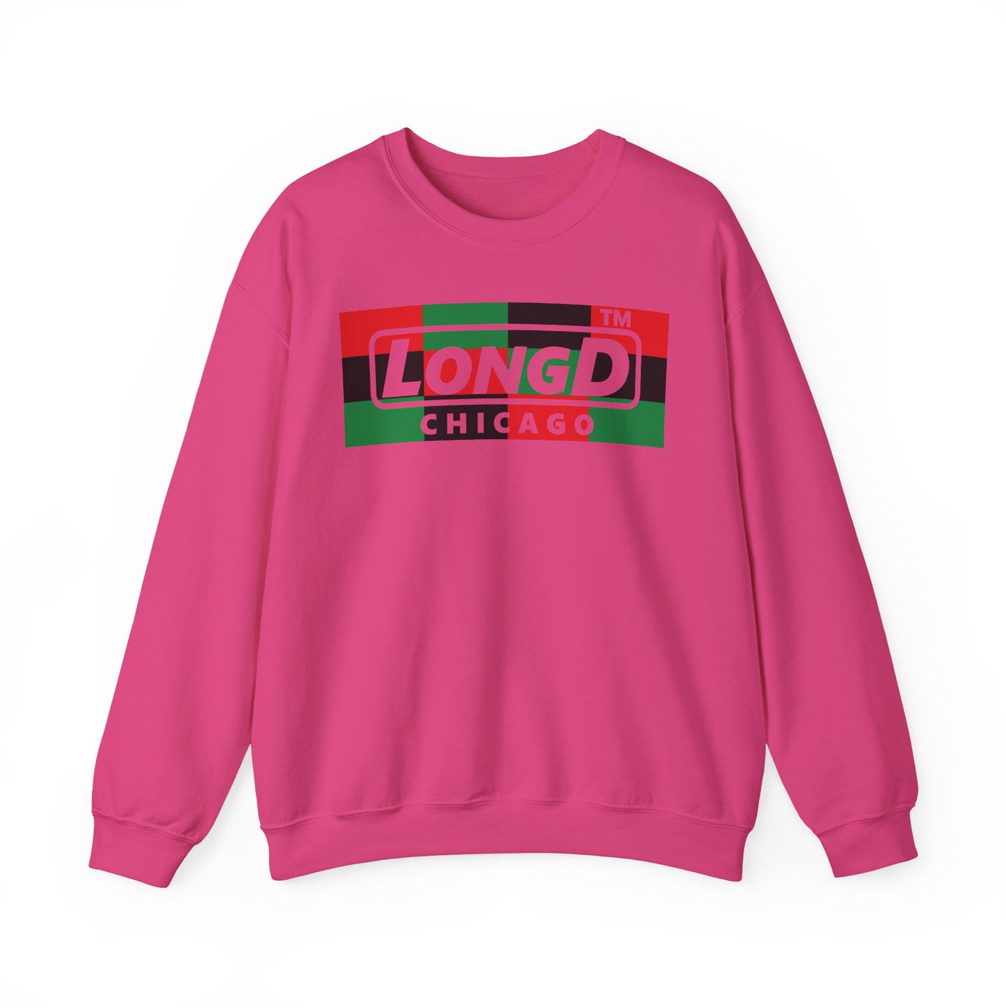 LongD negative 3x4 Chicago logo crewneck sweatshirt (Juneteenth colors)