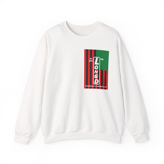 LongD negative cropped flag single-breasted front-back tag-domain upright logo crewneck sweatshirt (Juneteenth colors)