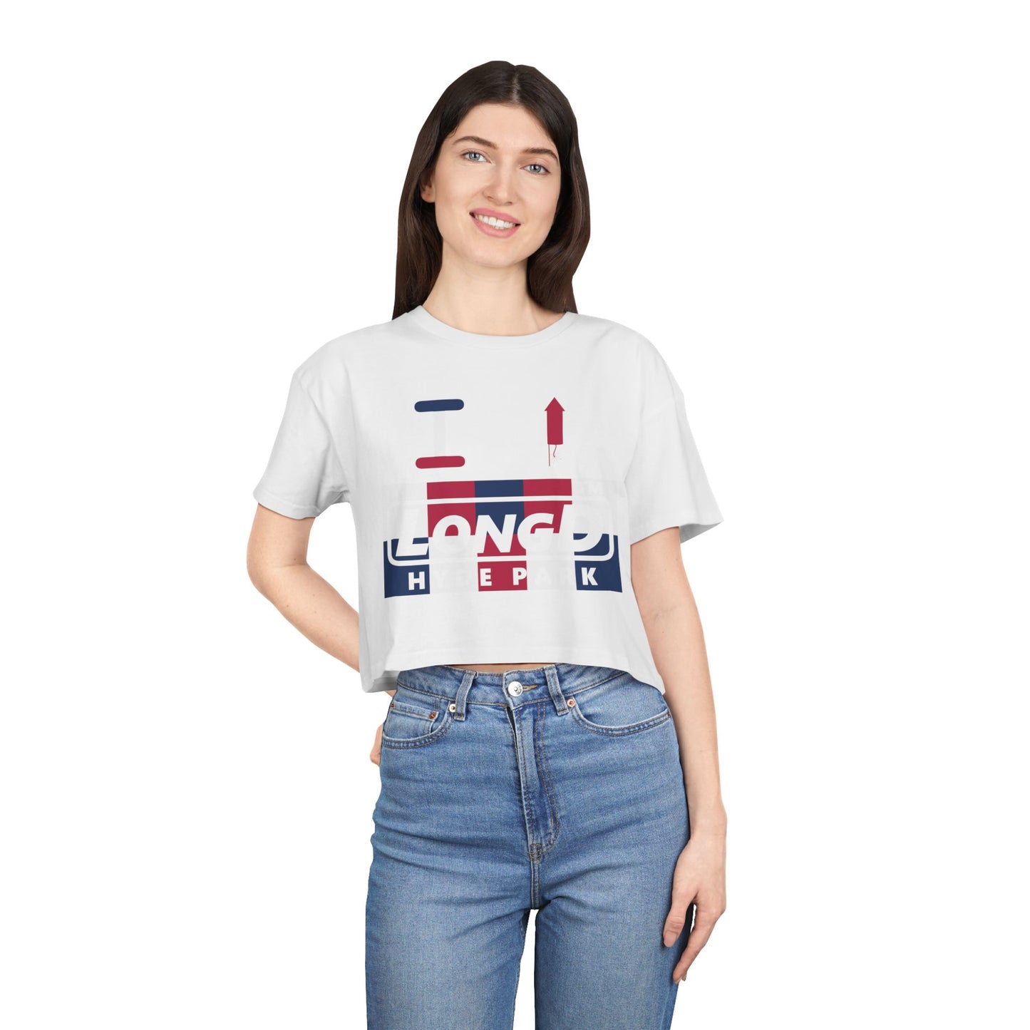 I firecracker LongD negative 2x5 Hyde Park Logo Crop Tee (Patriotic colors)
