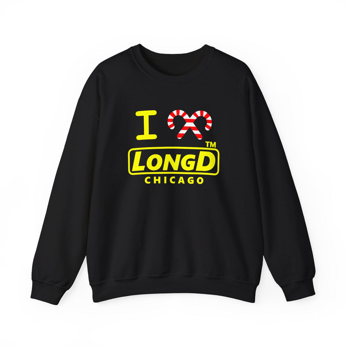 I candy cane LongD Chicago positive alternate basic yellow logo crewneck sweatshirt