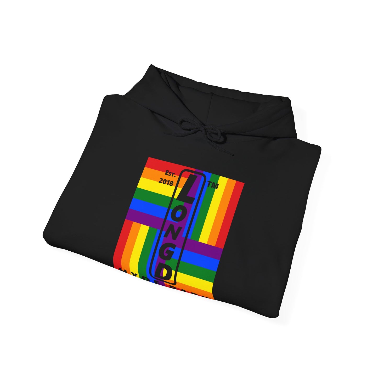 LongD® negative windmill upright Hyde Park logo hoodie (Pride colors)