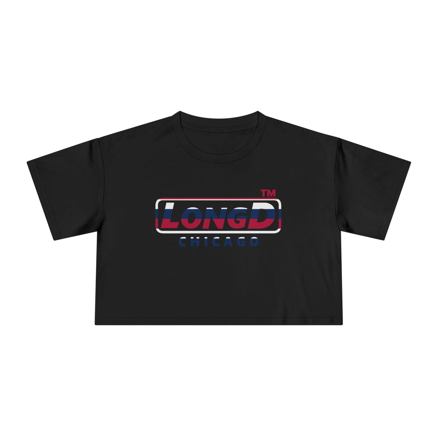 LongD positive horizontal 6-striped Chicago Logo Crop Tee (Patriotic colors)