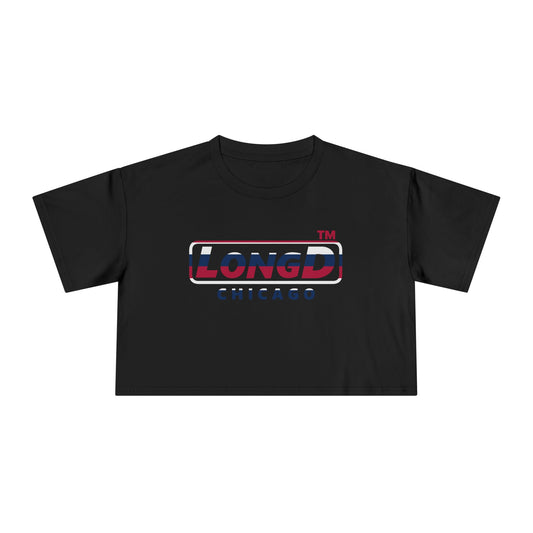 LongD positive horizontal 6-striped Chicago Logo Crop Tee (Patriotic colors)